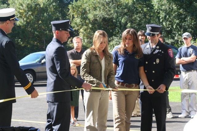 Andi Kenyon, wife of Station 2 Captain Keith Kenyon, cut the ribbon for the new Sation 2 in 10/05.  At the time, Capt. Kenyon was serving with the US Army in Iraq.